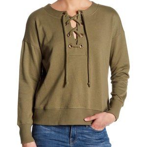 HARLOWE AND GRAHAM - Olive Green Tie Sweatshirt (S)